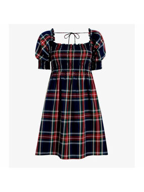Hill House Athena Nap Dress Navy Tartan Plaid sz Small Twee Academia Cottagecore